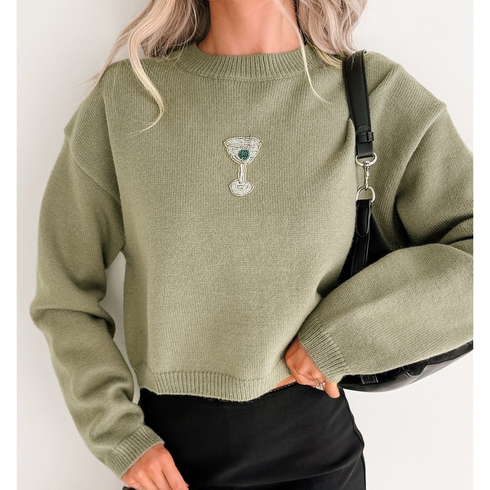 Pretty Garbage Martini Bead Crop Sweater